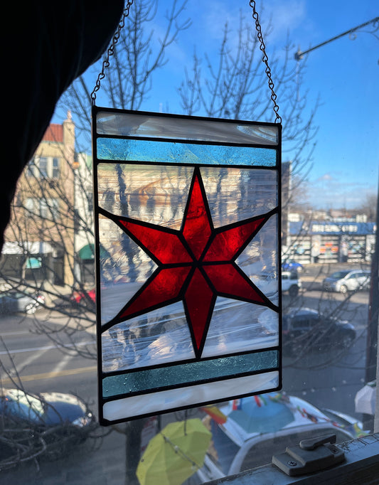 Stained Glass Chicago Flag (Single Star)