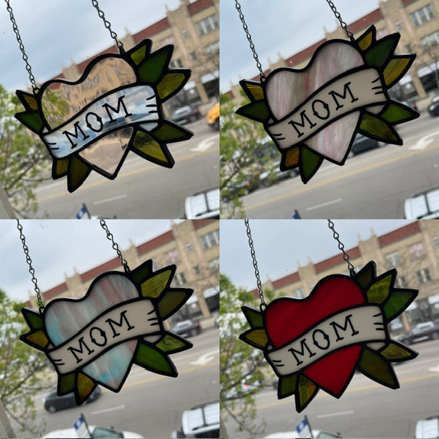 Stained Glass Mom Heart Suncatcher