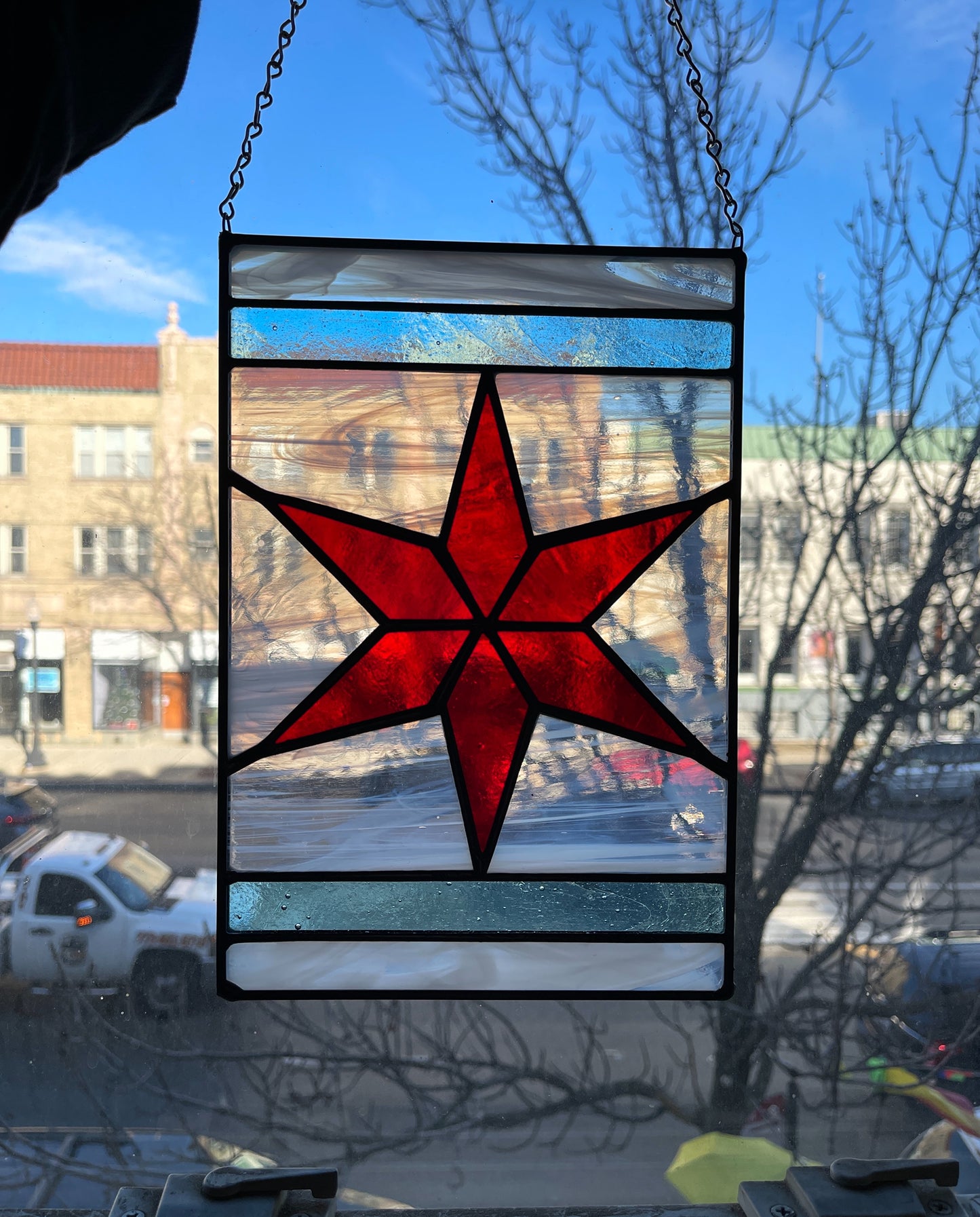 Stained Glass Chicago Flag (Single Star)