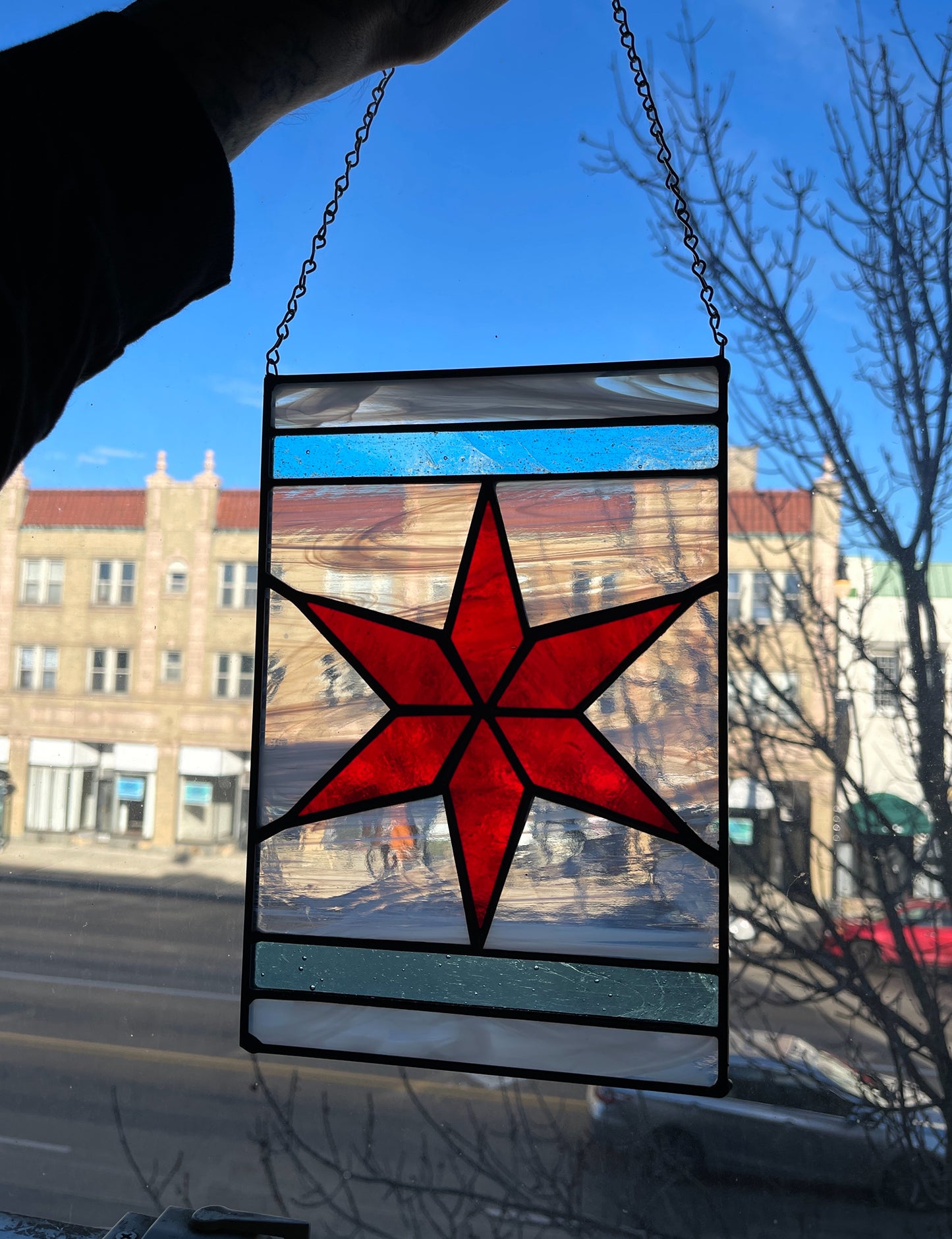 Stained Glass Chicago Flag (Single Star)