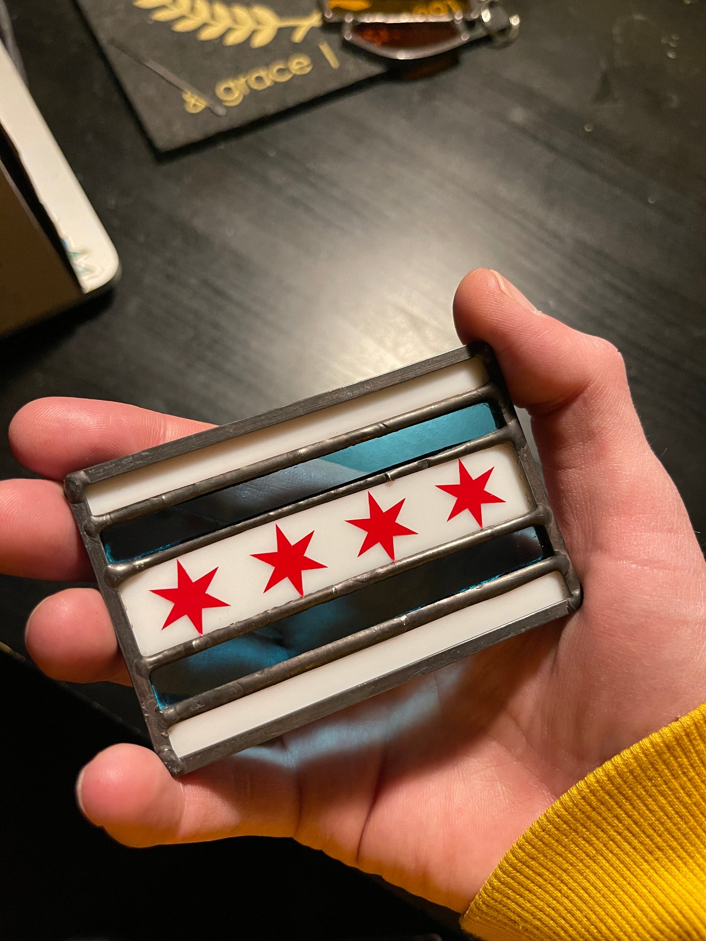 Stained Glass Chicago Flag Magnet