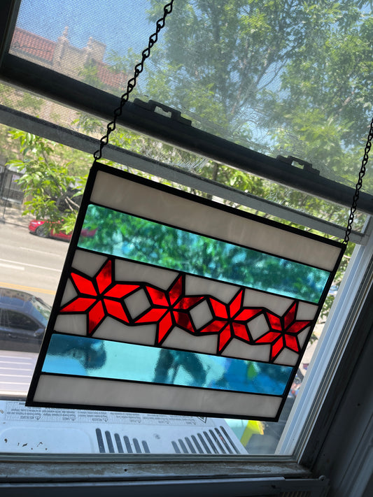 Stained Glass Chicago Flag