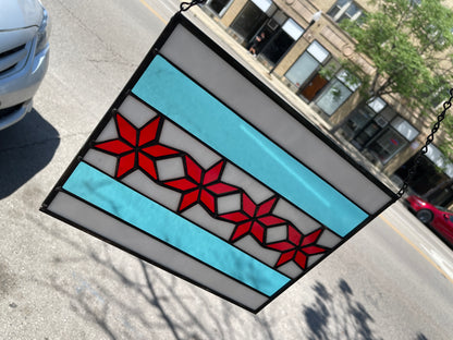 Stained Glass Chicago Flag