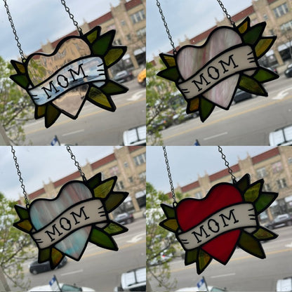 Stained Glass Mom Heart Suncatcher