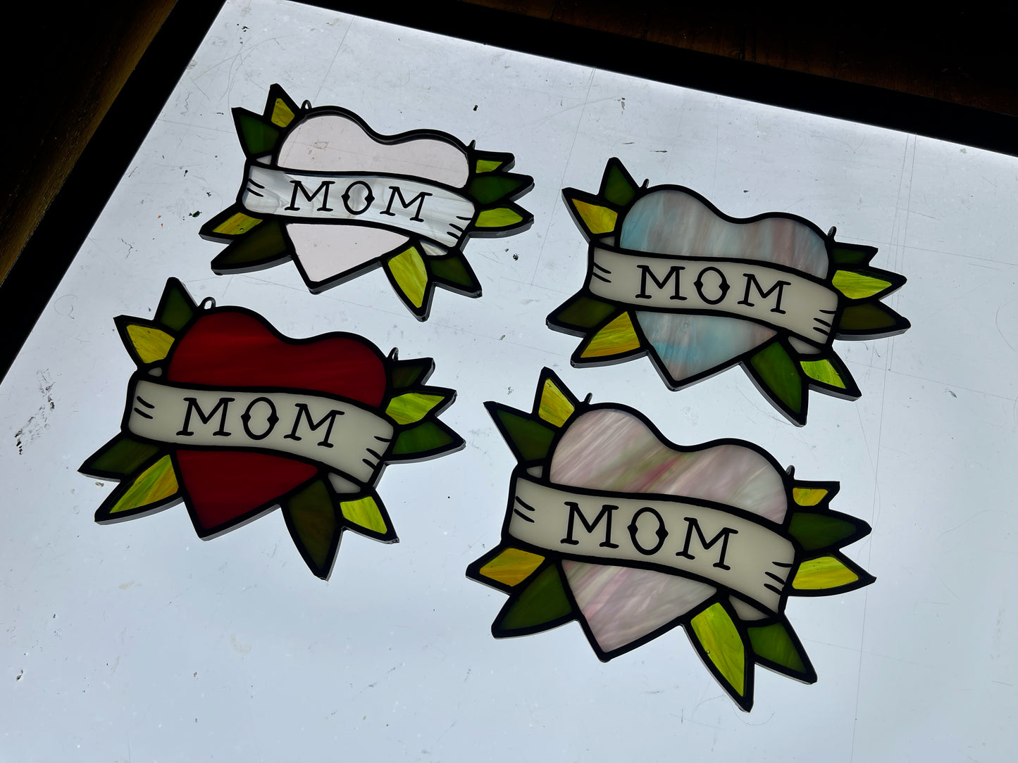 Stained Glass Mom Heart Suncatcher