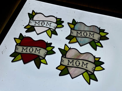 Stained Glass Mom Heart Suncatcher