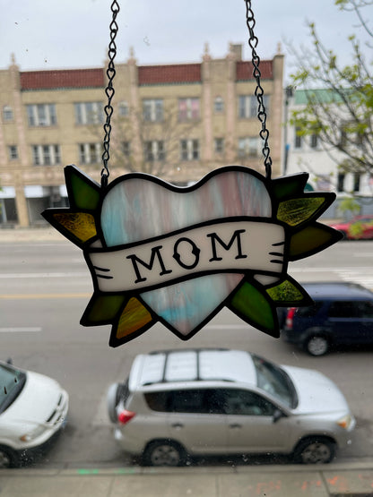 Stained Glass Mom Heart Suncatcher